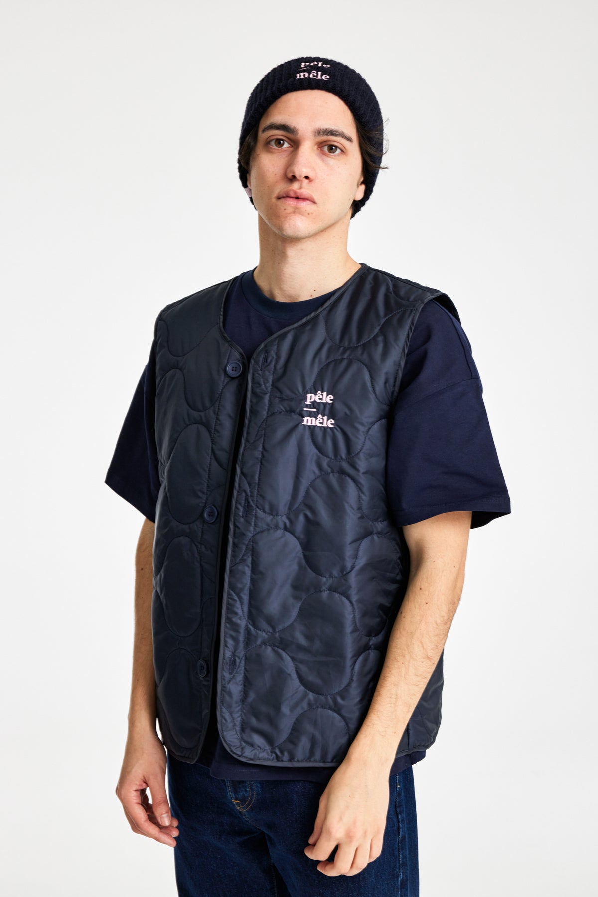 Logo Embroidered Navy Beanie