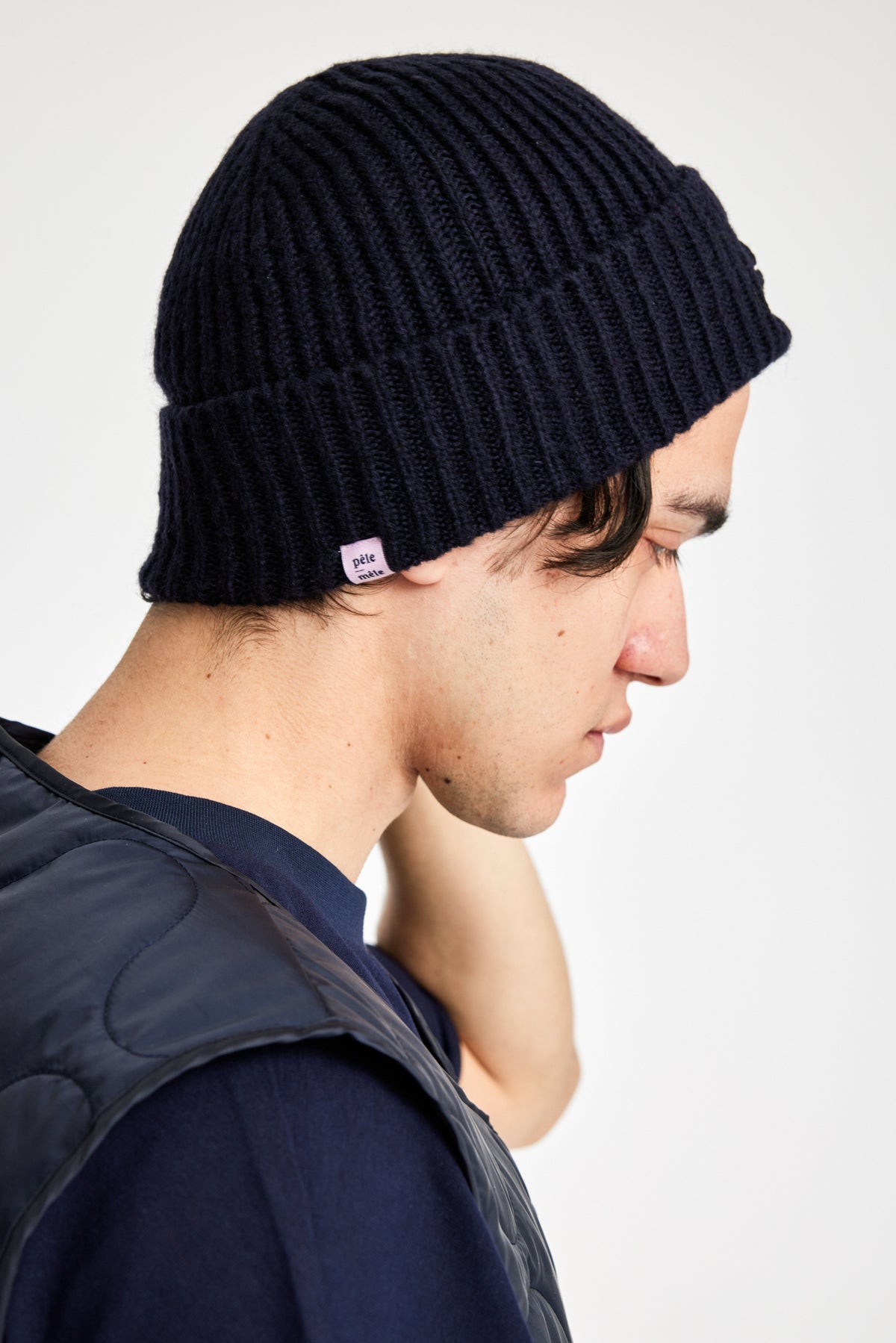 Logo Embroidered Navy Beanie