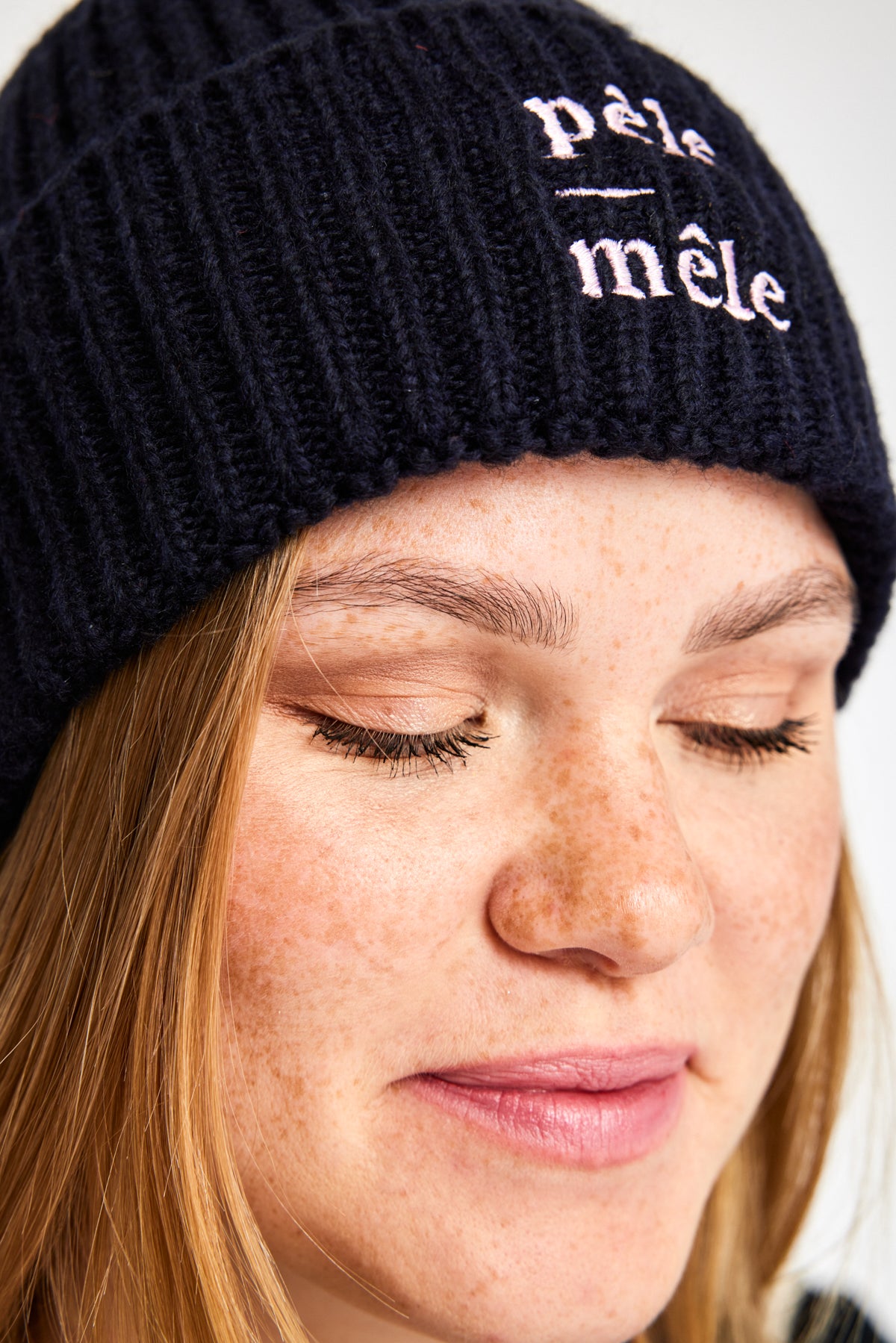 Logo Embroidered Navy Beanie