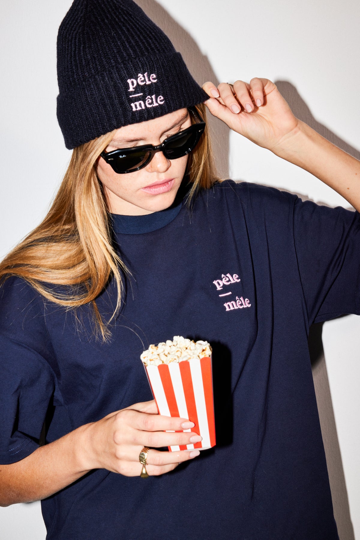 Logo Embroidered Navy Beanie